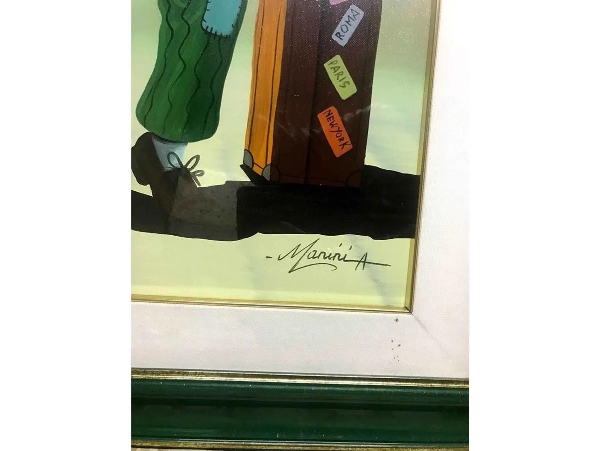 Dipinto Clown di Angelo Manini olio su tela (anni '90) 