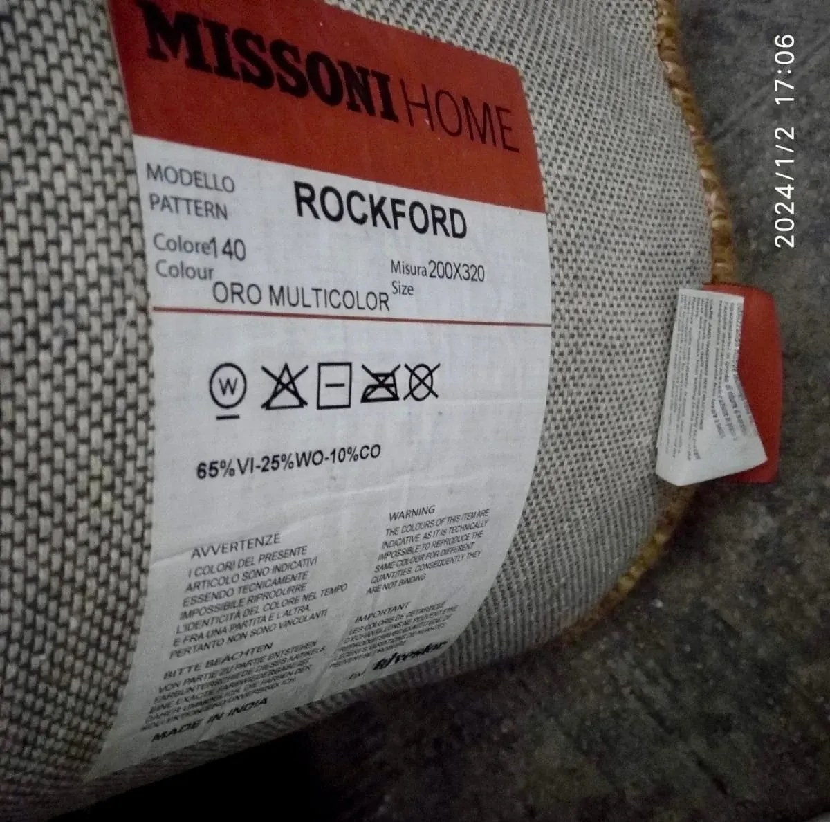 Tappeto Rockford color oro, Missoni 1