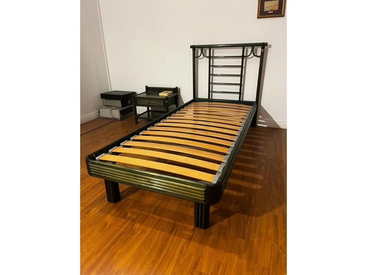 Rattan bed and nightstand set, Rattan Wood 2
