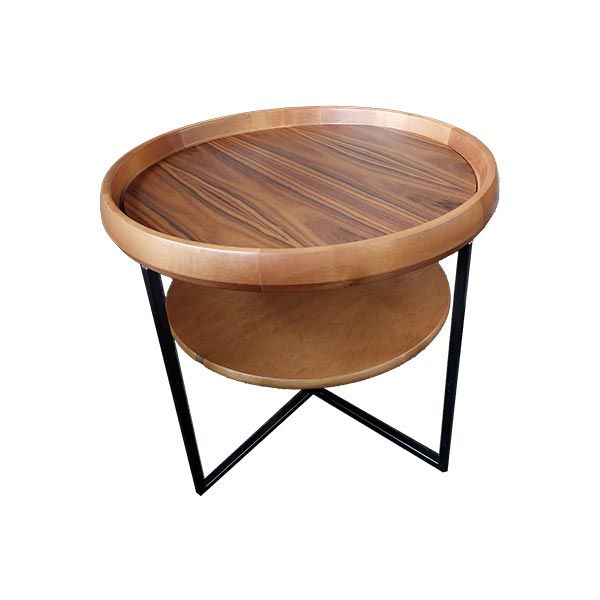 Round Tunbler coffee table in maple and bronze, Giorgetti image