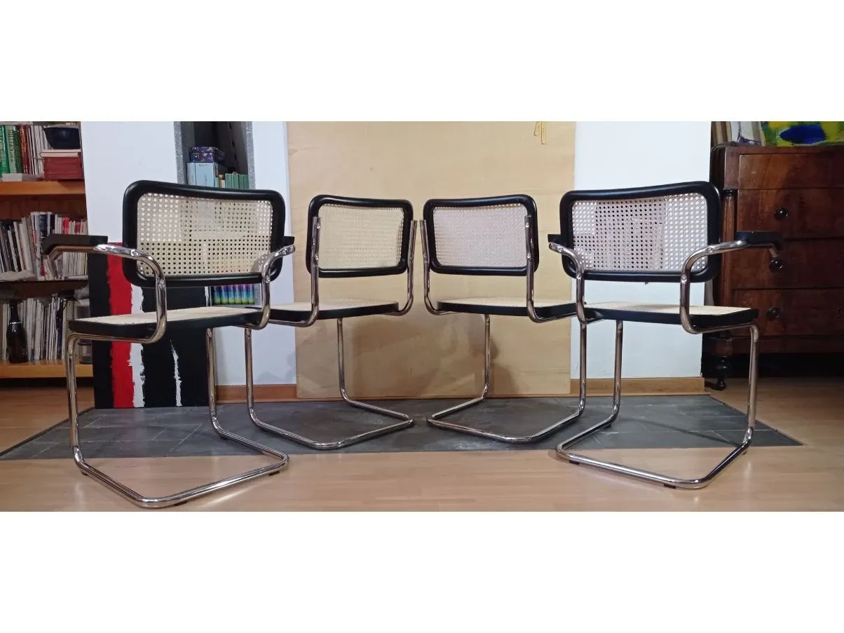 Set 4 sedie Cesca in faggio nero di Marcel Breuer, MDF Italia 7