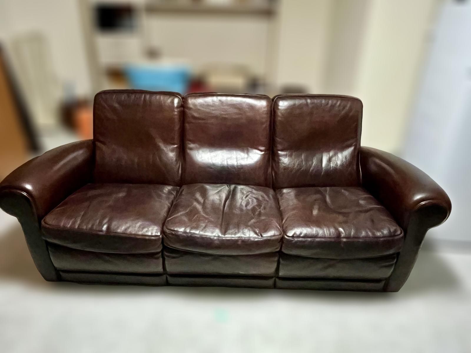 Mickey 3 seater sofa upholstered in leather (brown), Baxter  Front