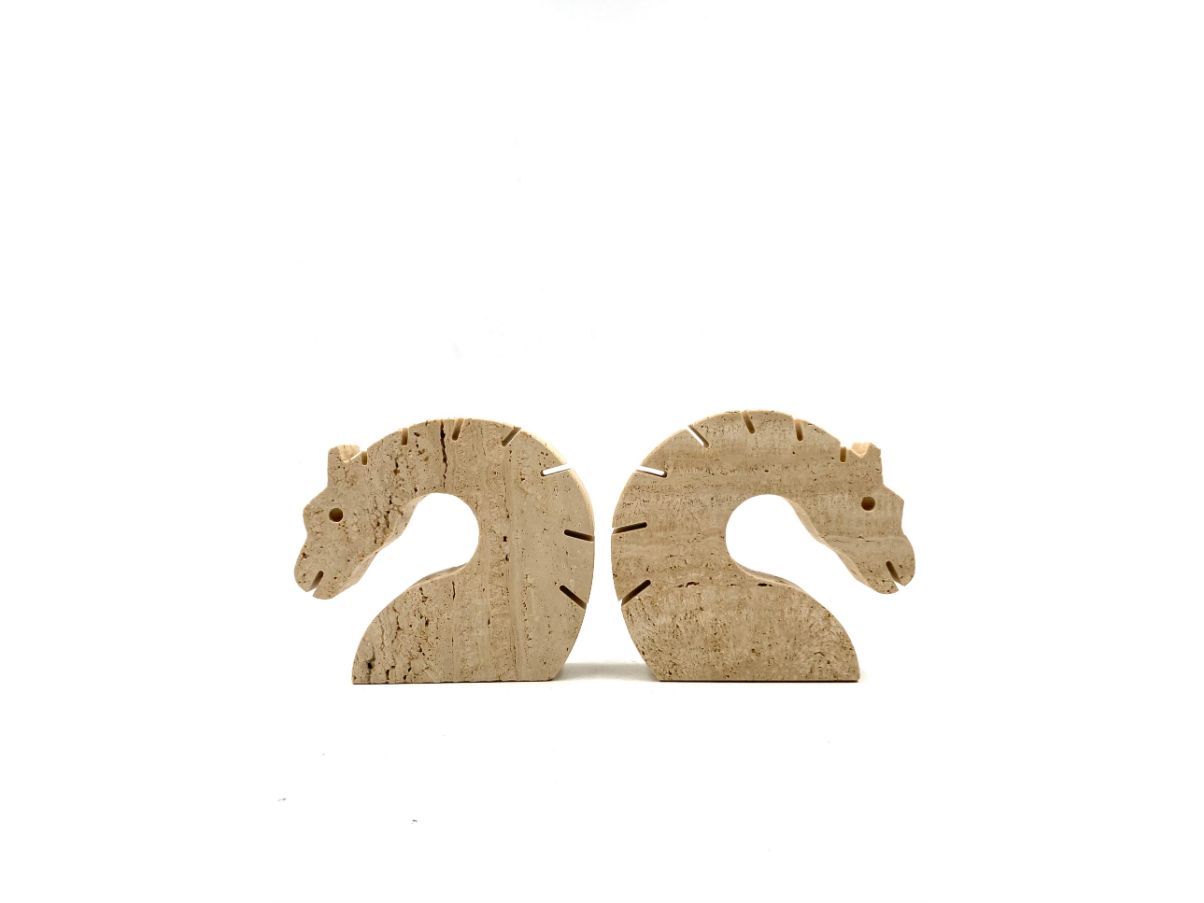 Set of 2 vintage travertine bookends (1970s) 4