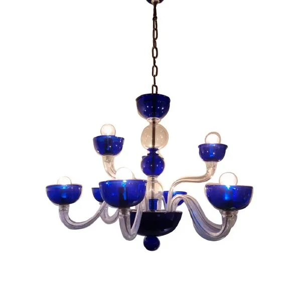 Fiammingo chandelier 8 + 4 lights in glass (blue), La Murrina image