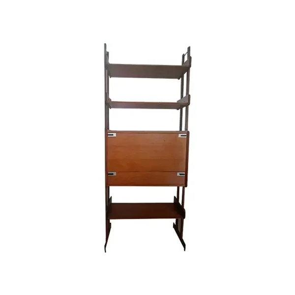 Vintage bookcase with Bar flap and shelves (1960s) image
