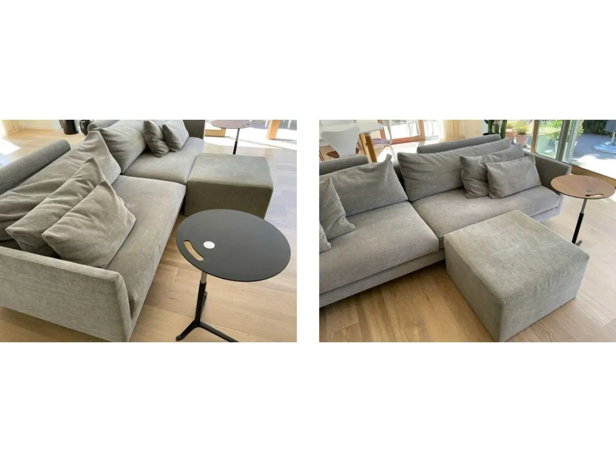 Schlafsofa Axel mit Hocker aus grauem Stoff 8