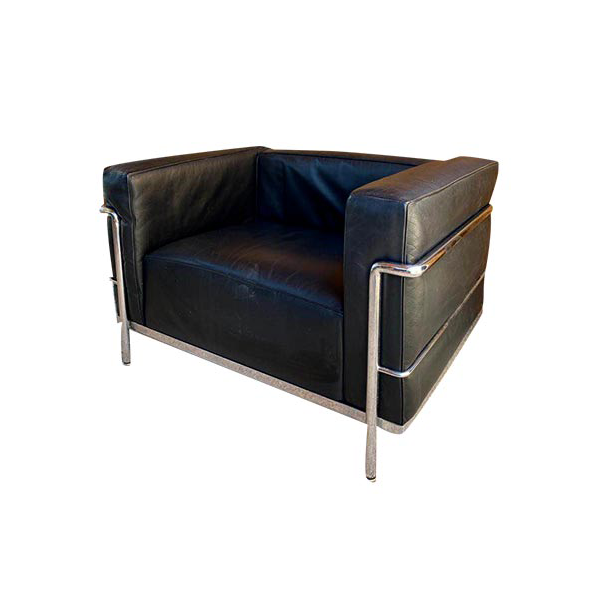 LC3 armchair in tubular steel and leather, Cassina image