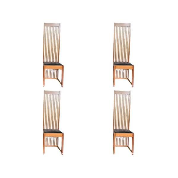 Set of 4 wooden chairs by Frank Lloyd Wright, Cassina image