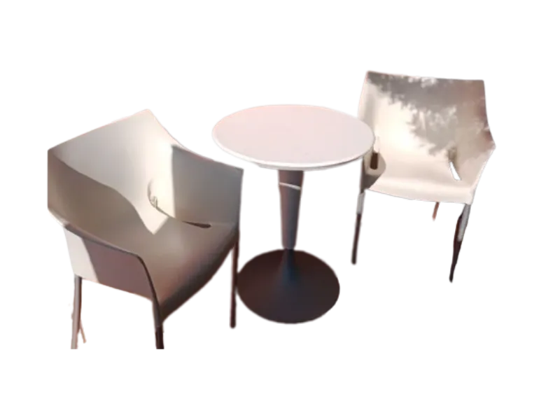 Set of DR.NA coffee table and 2 white DR.NO armchairs, Kartell image