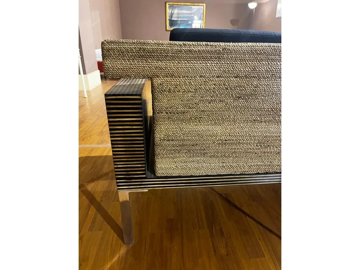 2 seater sofa in wood and Abaca, Intrecci 6