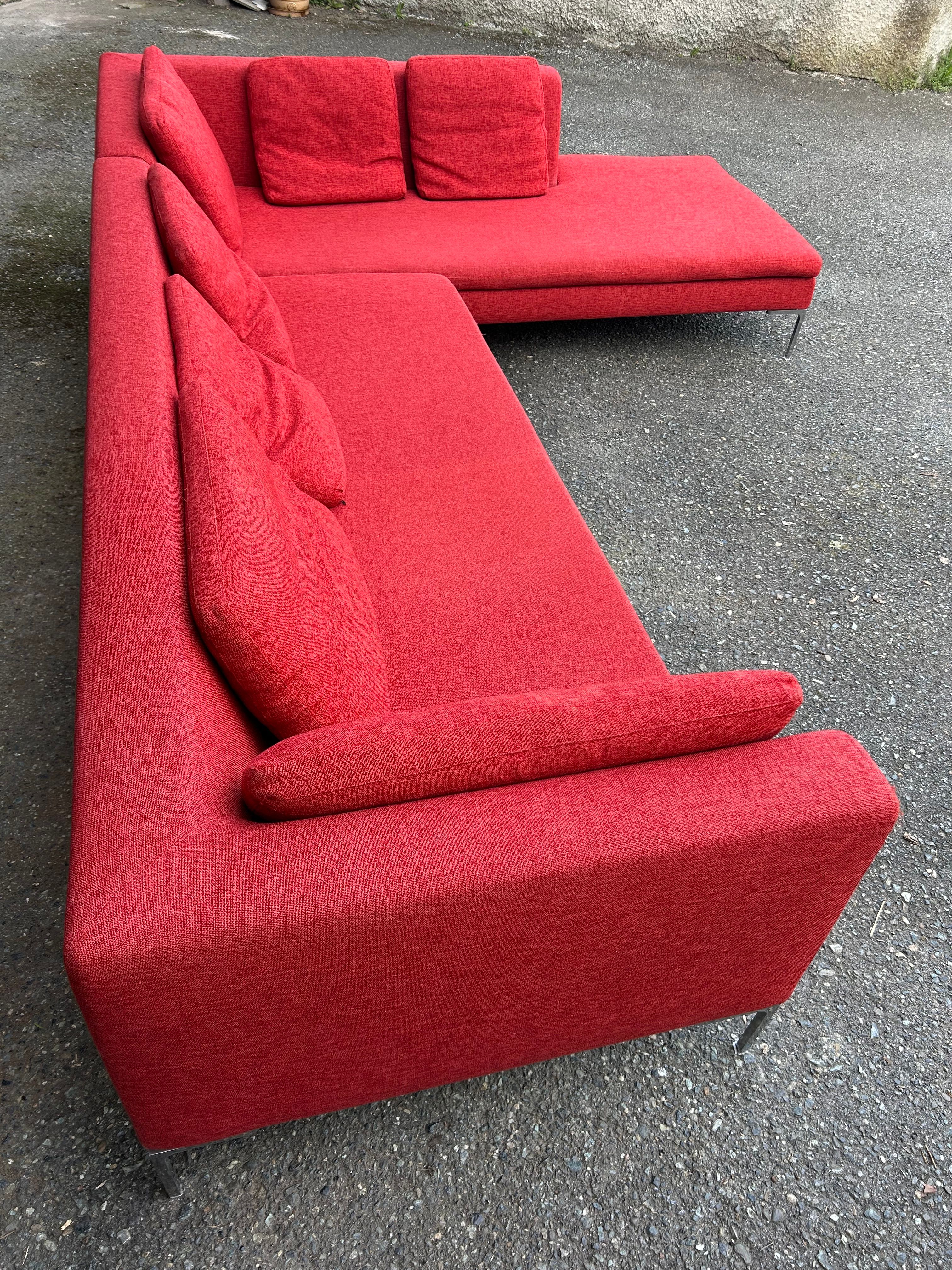 Charles Red Modular Sofa by Antonio Citterio Side