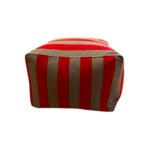 Modern soft stripe pouf in cotton (red and gray), Hay