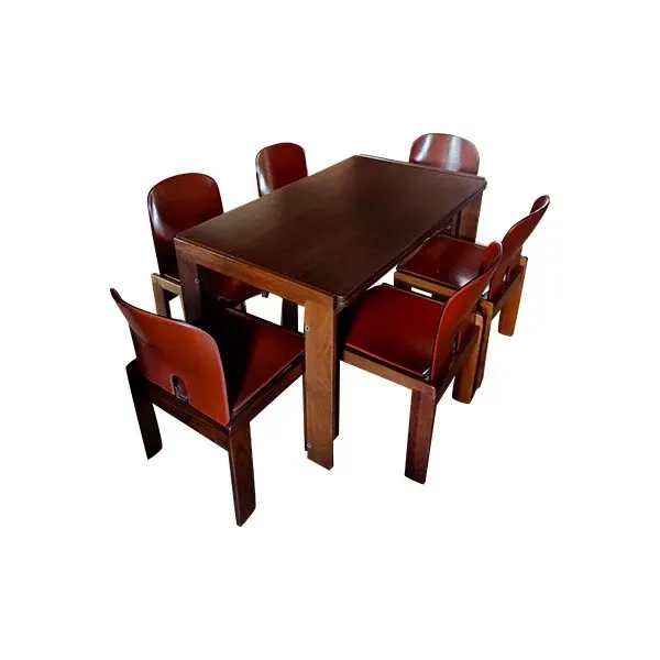 Extendable dining table set and 6 wooden chairs, Cassina image