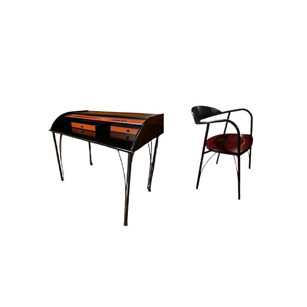 Chair and console set in lacquered mahogany wood, Ligne Roset image