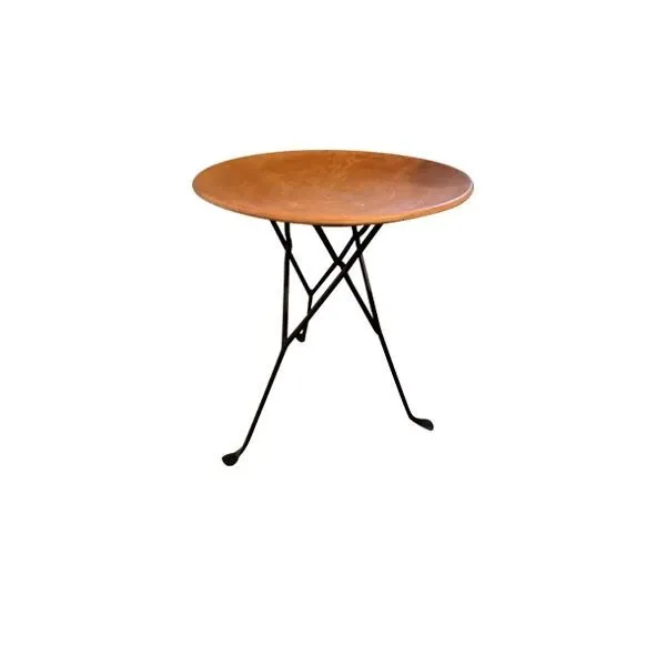 Vintage round coffee table in iron and earthenware (1990s), image