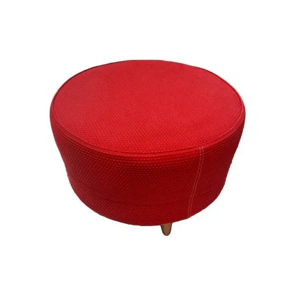 Fodera Elastica Per Pouf Rotondo - Poggiapiedi Portaoggetti, Lavabile In Lavatrice (Grande 58-65 Cm, Vino Rosso)