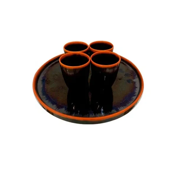 Image of Set vassoio con bicchieri in ceramica, Ceramica Galvani