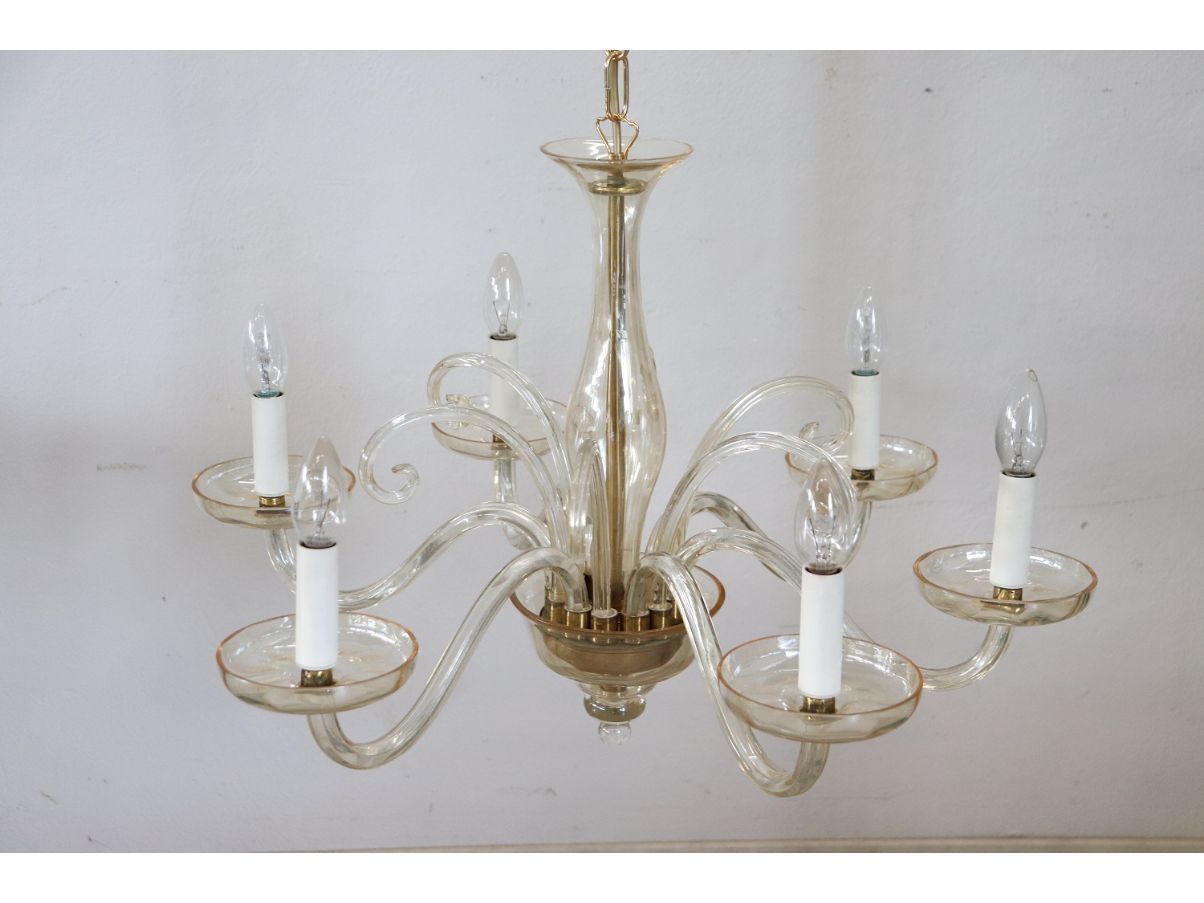 Vintage 6-light Murano glass chandelier (1980s) Side
