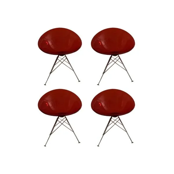 Set of 4 red Eros chairs by Philippe Starck, Kartell image