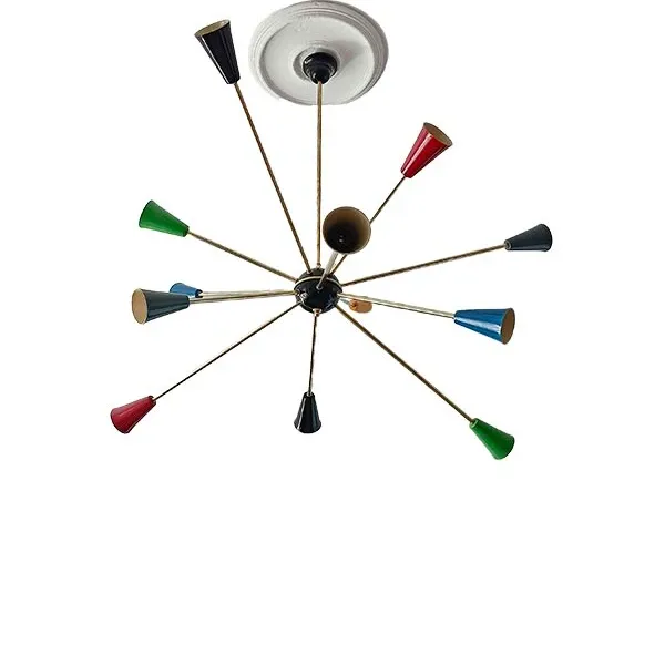 Lampada a sospensione Sputnik in ottone, Stilnovo image