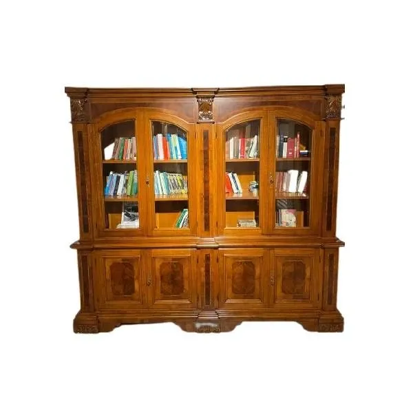 Vintage walnut bookcase with display cabinet, image