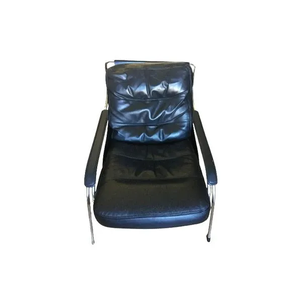 Maggiolina armchair in black leather, Zanotta image