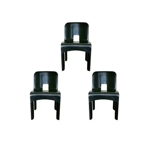 Set of 3 chairs 4867 by Joe Colombo in ABS (black), Kartell image