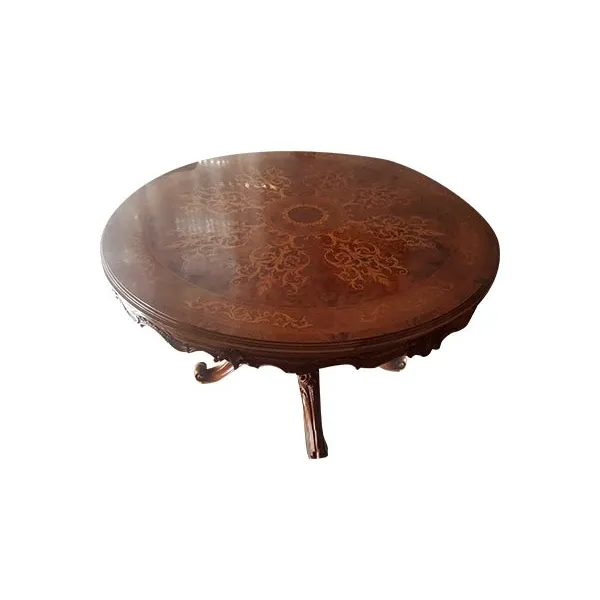 Vintage round table in inlaid walnut burl wood image