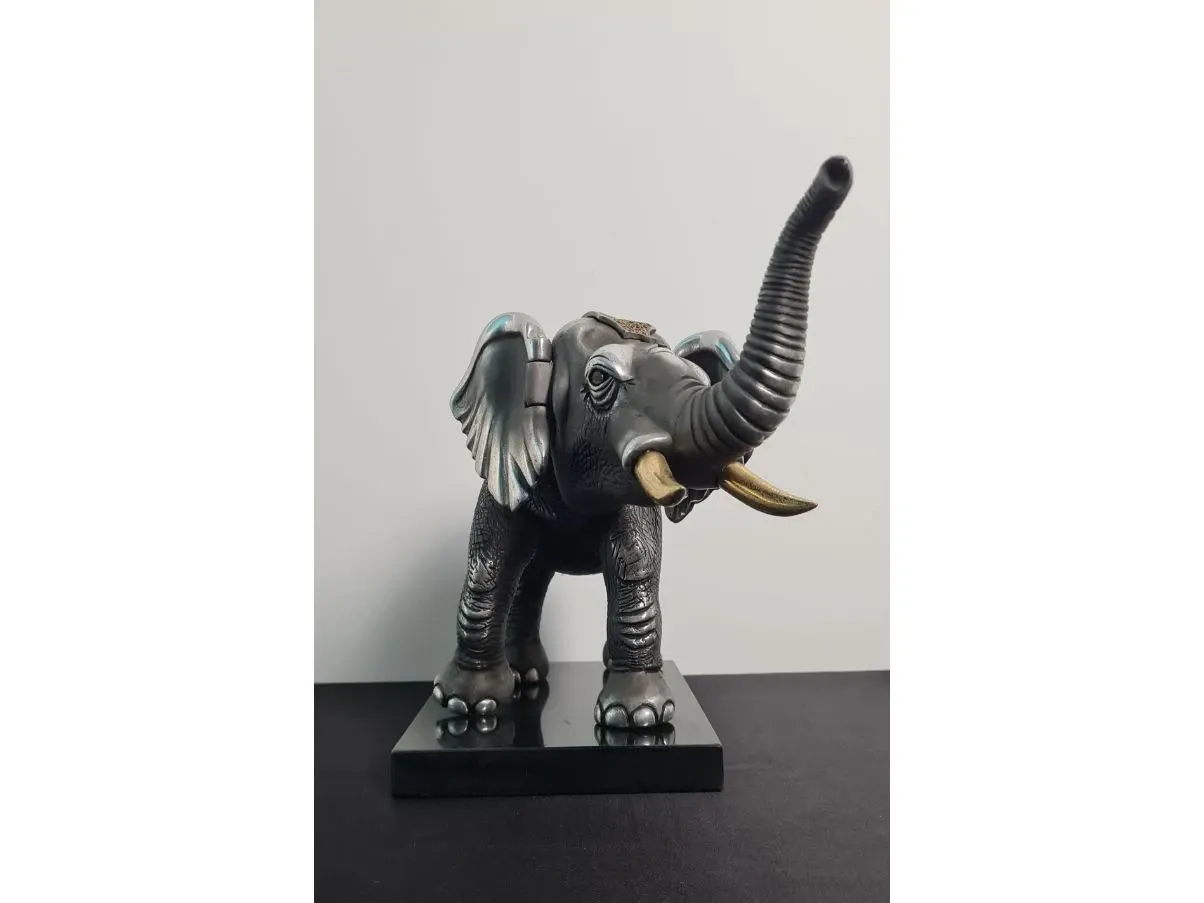 Scultura Elefante placcata oro e argento, Frank Meisler 1