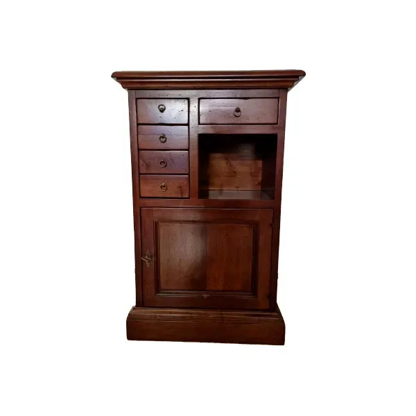 Vintage solid wood cabinet with drawers and doors image