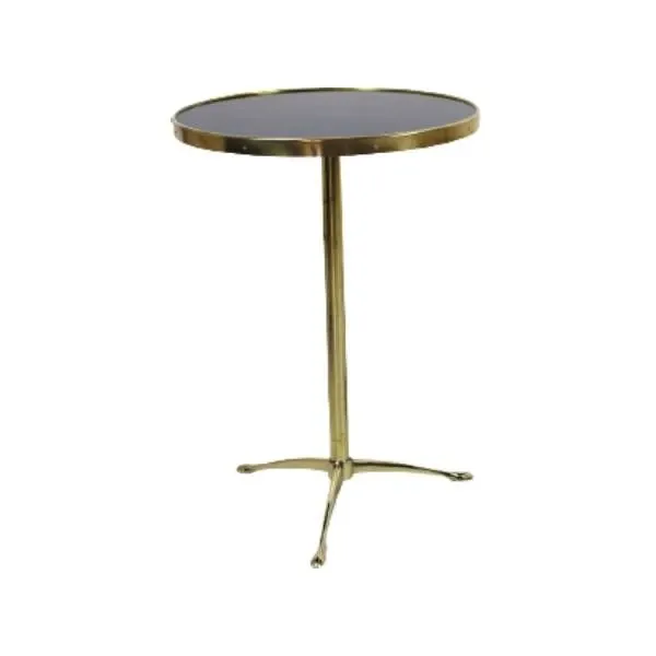 Vintage round glass and brass coffee table (1970s), image