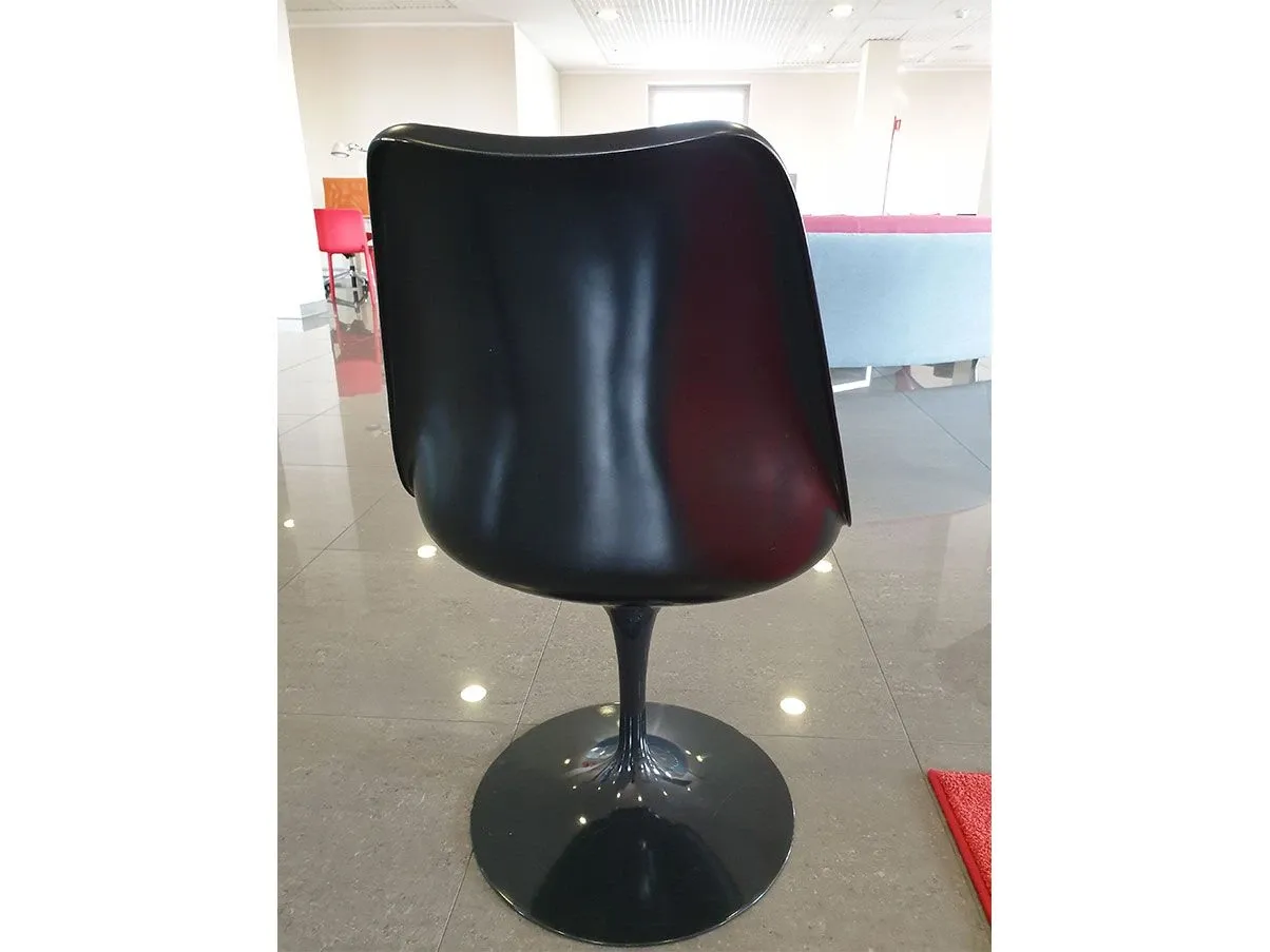 Swivel Tulip chair in aluminum and fabric (black), Knoll 4