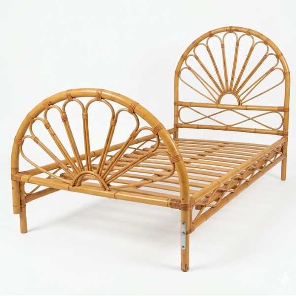 Struttura letto singolo in bambù e vimini (anni '70) image