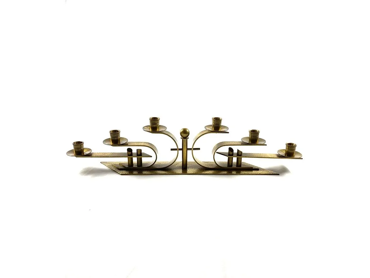 Bauhaus Kerzenhalter aus gehämmeltem Messing (1930er Jahre) 2