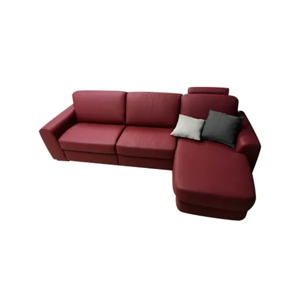 4 seater sofa with peninsula in leather (red), Bross image