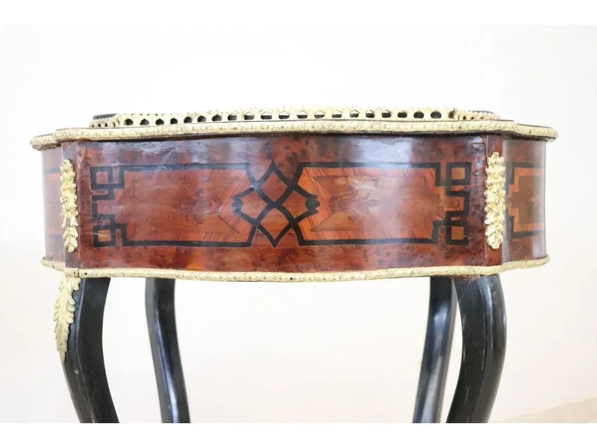 Tavolino vintage in bronzo dorato e legno ('800) 7