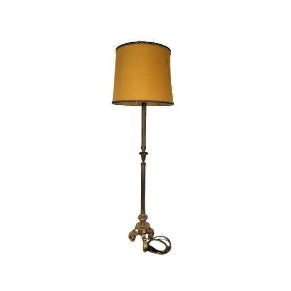 Lampada da terra in ottone e tessuto vintage (anni'50),  