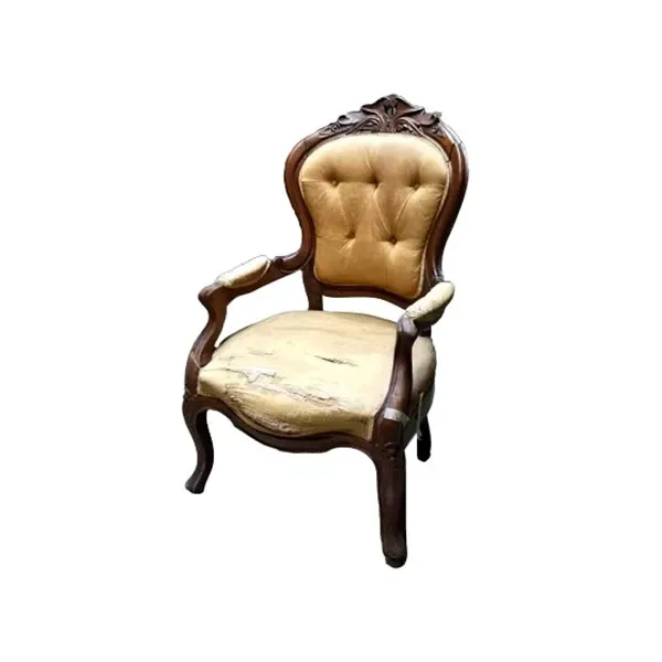 Vintage Louis XV armchair in wood and fabric (1970s), image