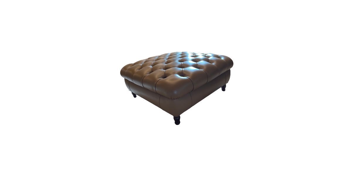 Pouf Chesterfield in pelle scuro