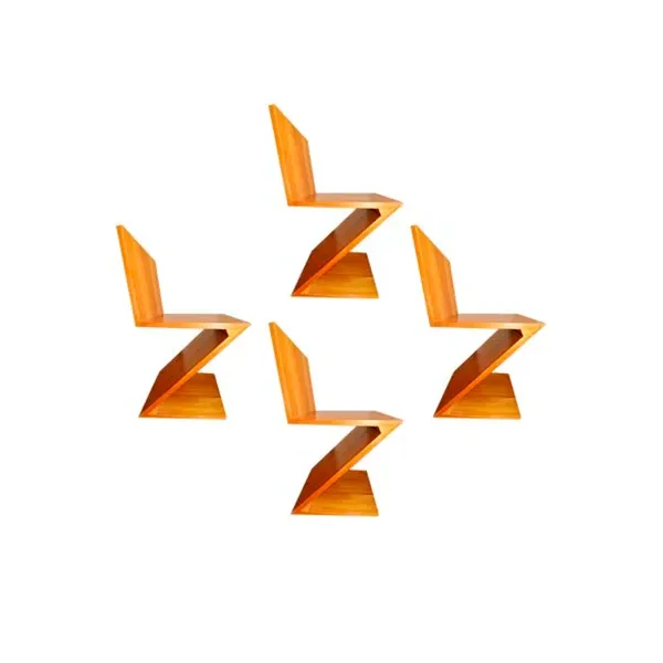 Set 4 sedute Zig Zag di Gerrit Thomas Rietveld, Cassina 3