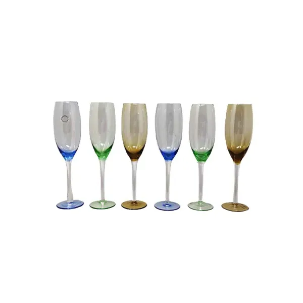 Set of 6 vintage Murano glass goblets, Nason & C image