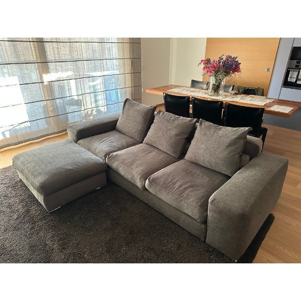 Jagger 3-Seater Sofa with Ottoman in Grey Fabric by Dordoni image