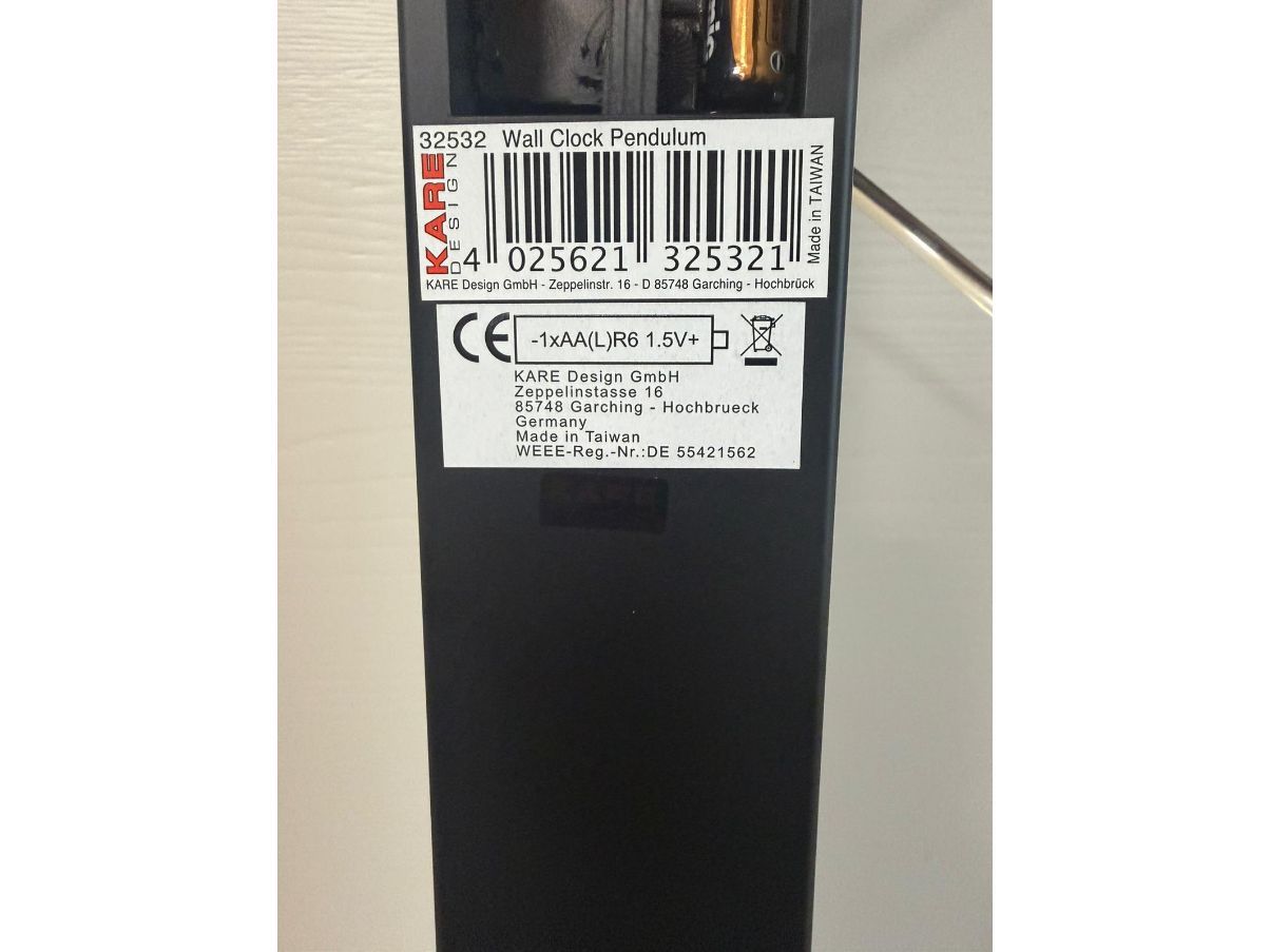 Reloj de pared péndulo negro Brand