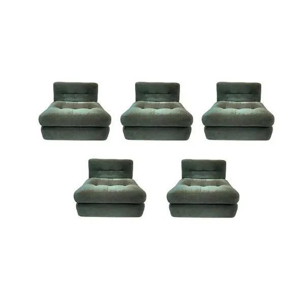 Set 5 poltrone vintage Amanta in ciniglia (verde), B&B Italia 4