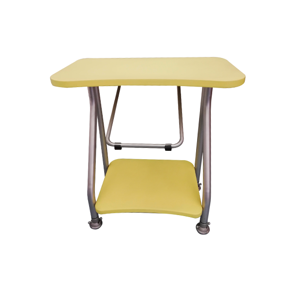 Plus computer trolley in wood and metal (yellow), Linea image