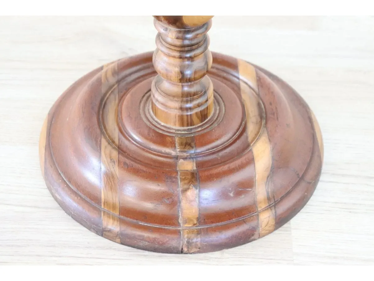Vintage round coffee table in olive wood (1930s), 2