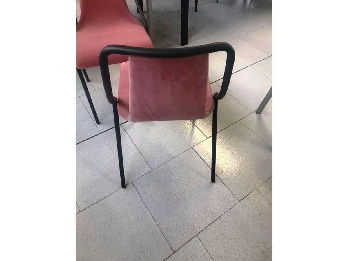 Set of 4 Ola stackable chairs in velvet (pink), Midj 4