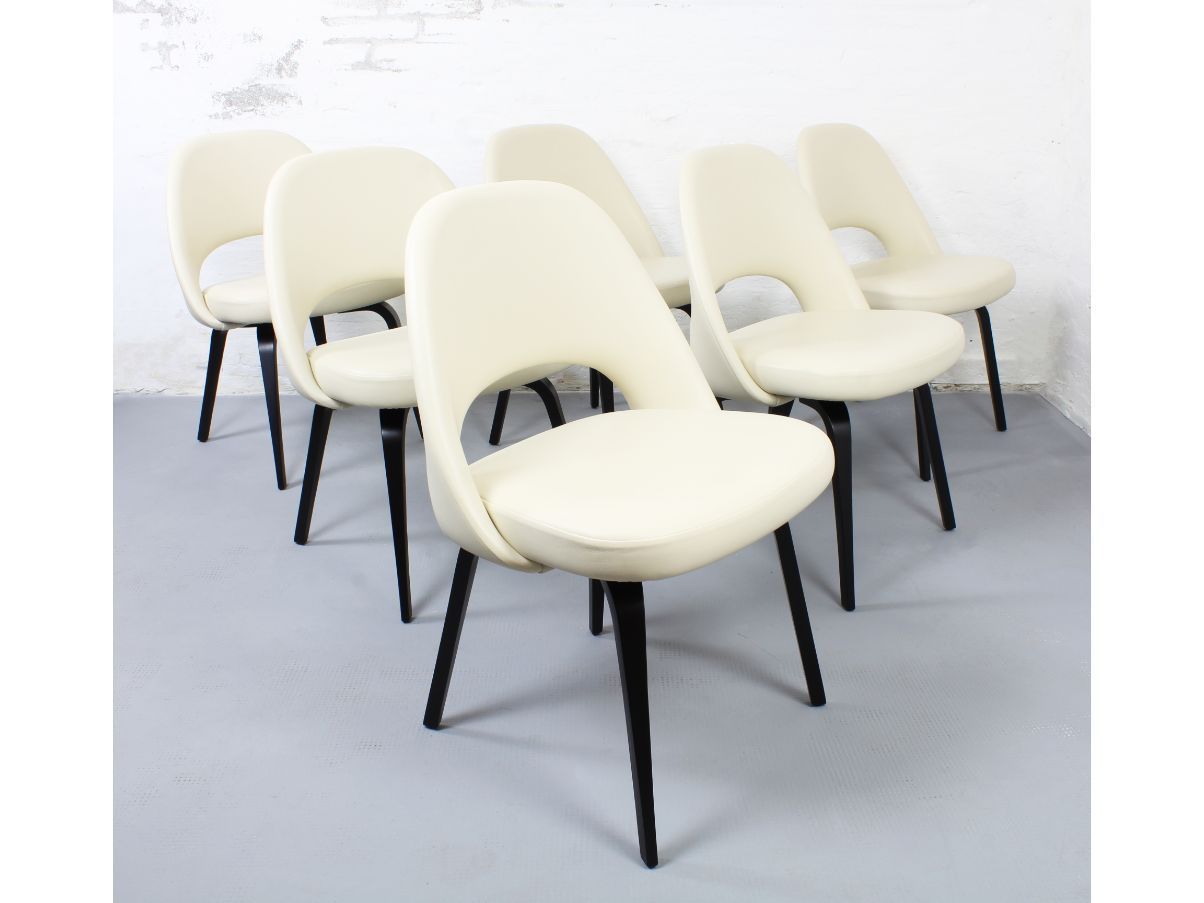 Set 6 sedie Executive in pelle avorio, Knoll image