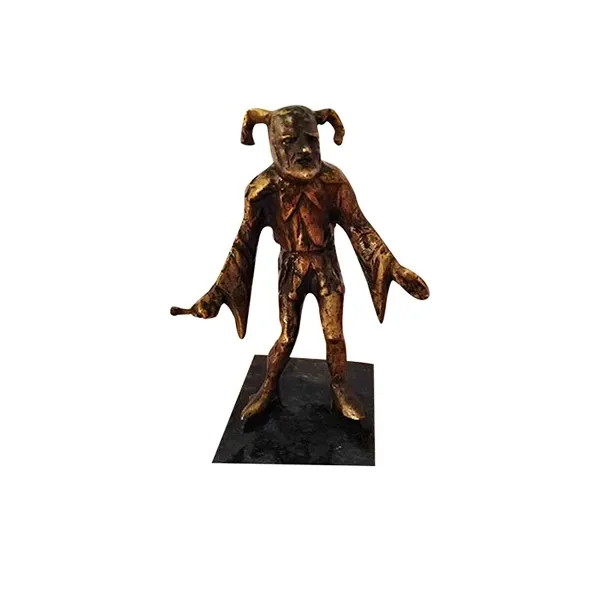 Vintage bronze and marble statue of Rigoletto (1970s) 