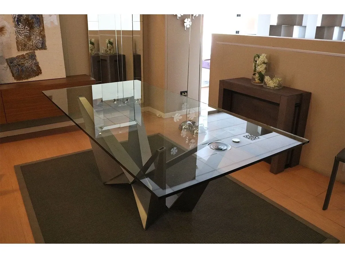 Tavolo rettangolare Skorpio in cristallo, Cattelan Italia 1